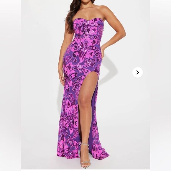 Exquisite Flower Sequin Gown - Picture 1 of 8